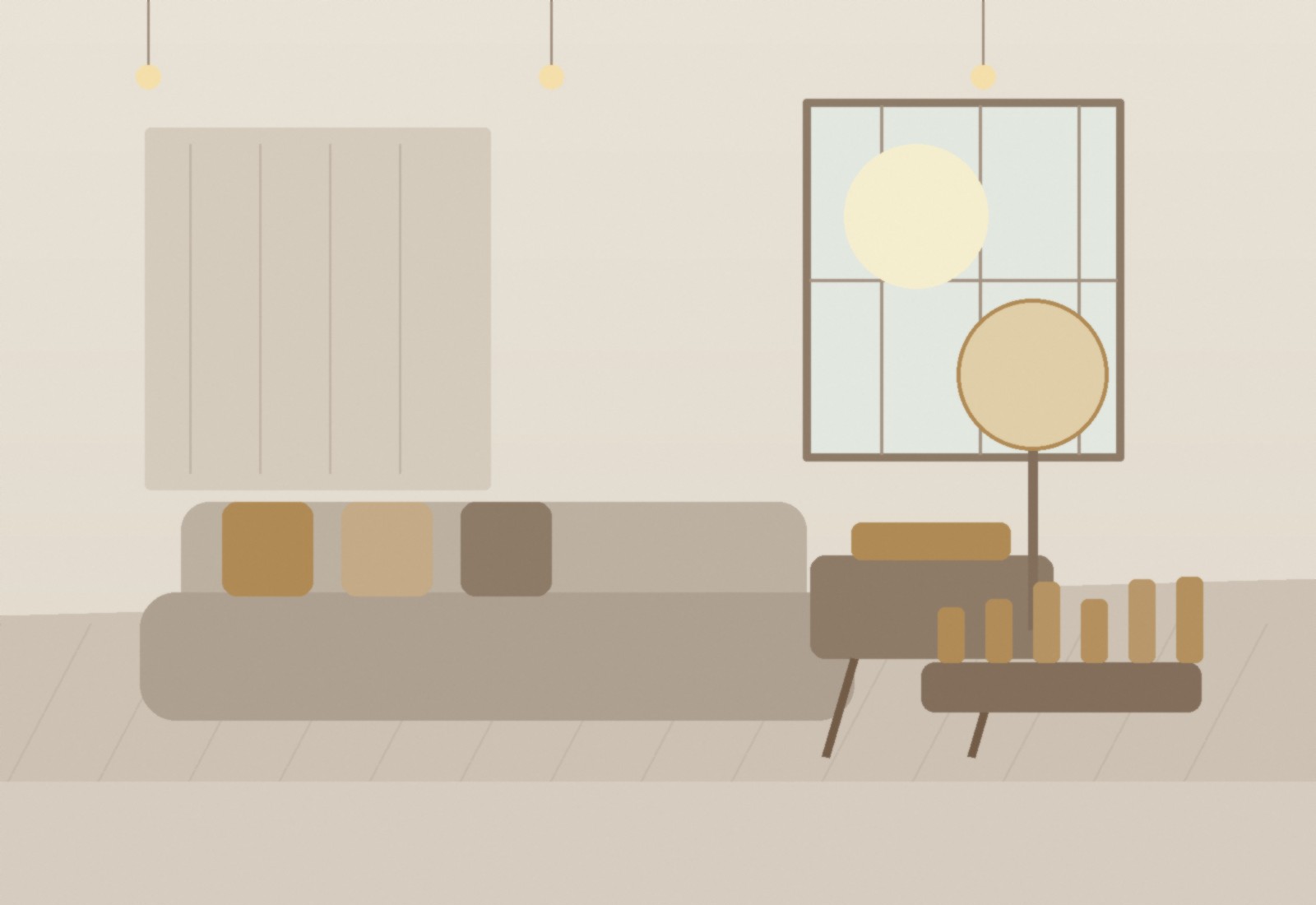 Premium warm modern living room interior